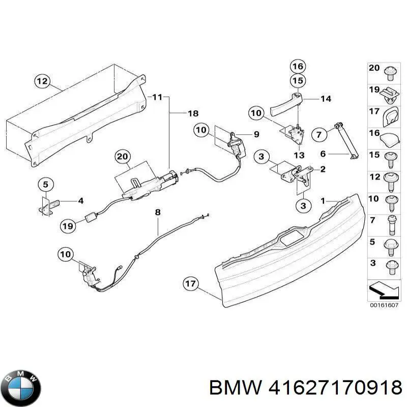 41627170918 BMW bisagra del portón trasero