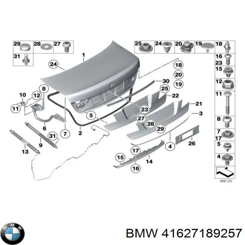 41627189257 BMW conjunto de bisagra, puerta del maletero