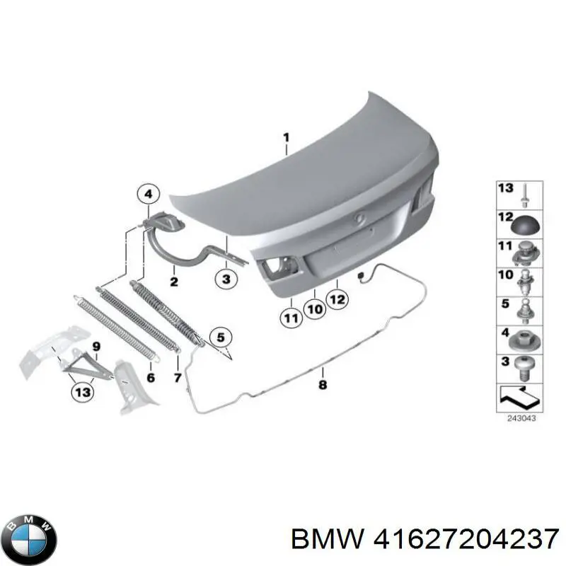 41627204237 BMW conjunto de bisagra, puerta del maletero