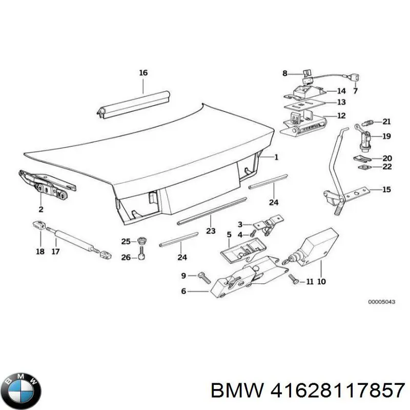 41628117857 BMW conjunto de bisagra, puerta del maletero