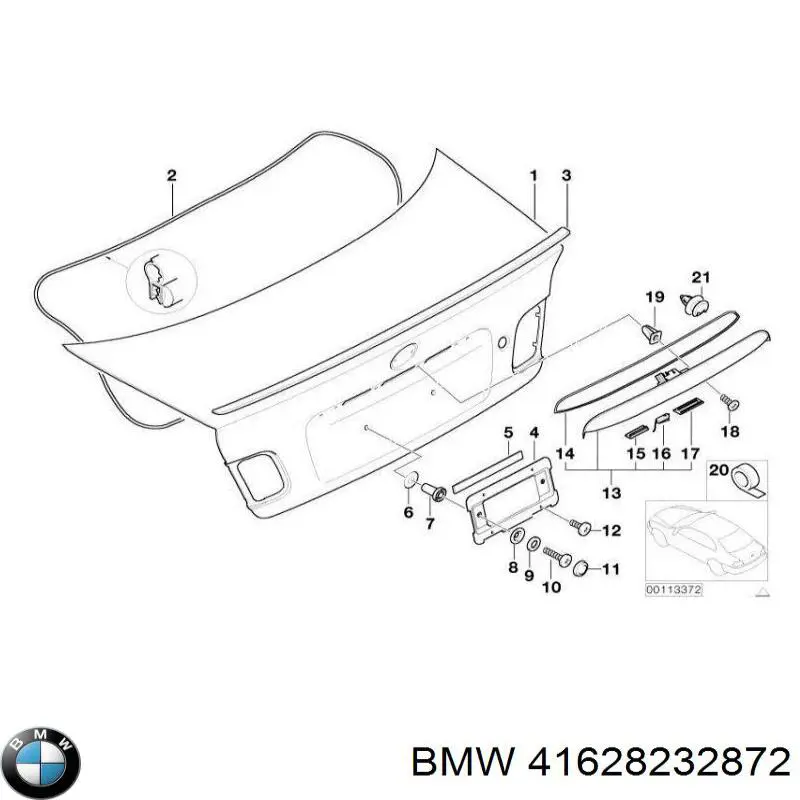 41628232872 BMW conjunto de bisagra, puerta del maletero