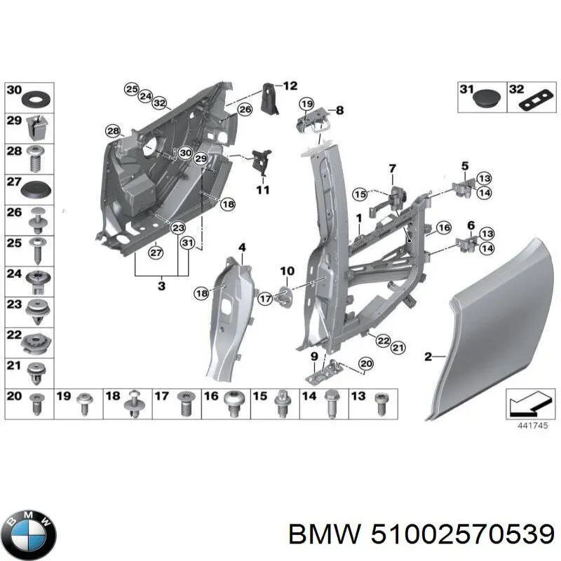 Puerta trasera izquierda para BMW I3 (I01)