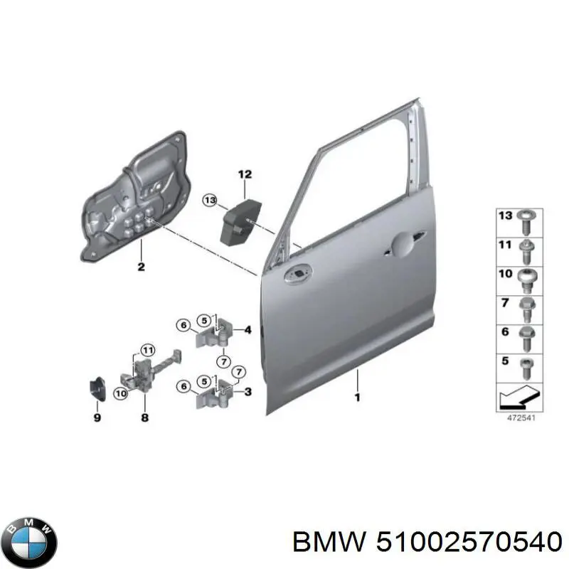 Puerta trasera derecha para BMW I3 (I01)