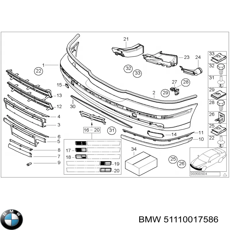 51110017586 BMW parachoques delantero