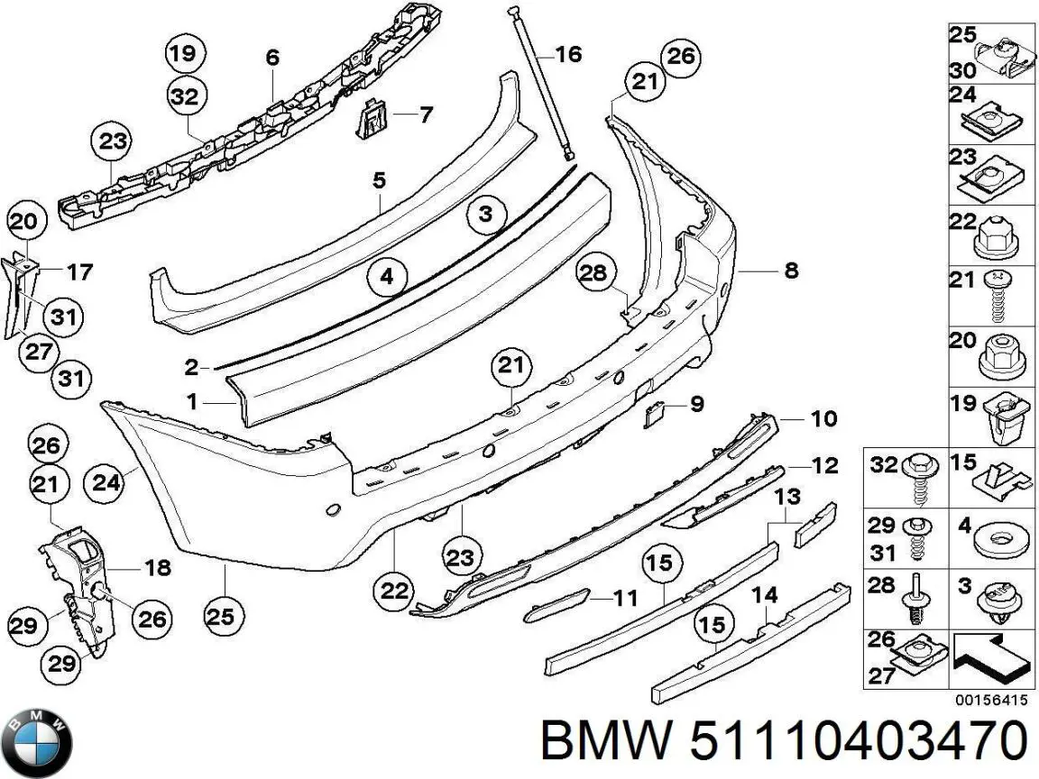 51110403470 BMW parachoques trasero