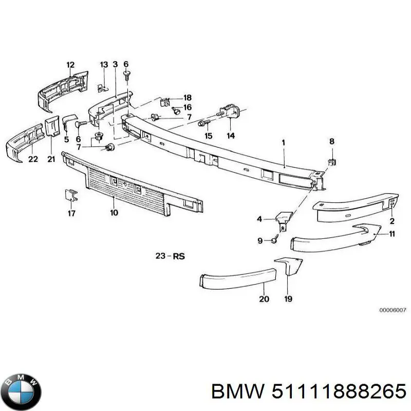 Parachoques delantero, parte central para BMW 3 (E30)