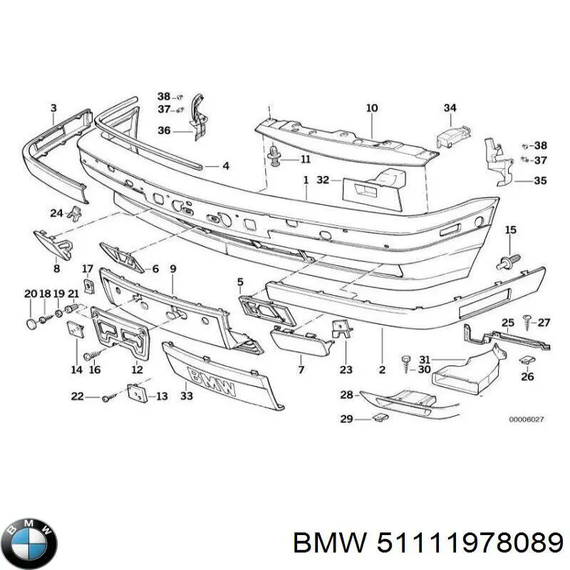 51111978089 BMW moldura de luneta trasera