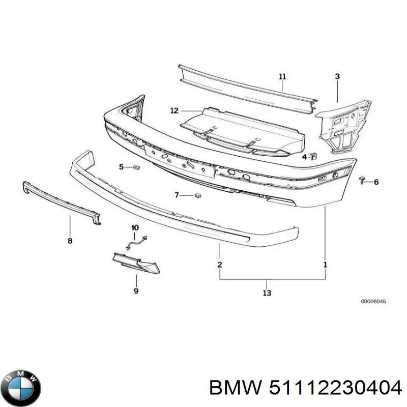 51112230404 BMW rejilla de antinieblas delantera derecha