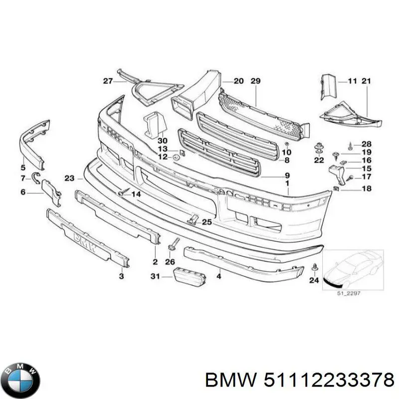 Moldura central del parachoques trasero BMW 51112233378 precio, desde 65,24 EUR