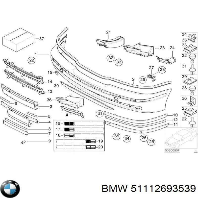 Tapa del gancho de remolque del parachoques delantero izquierdo BMW 51112693539 precio, desde 14,37 EUR