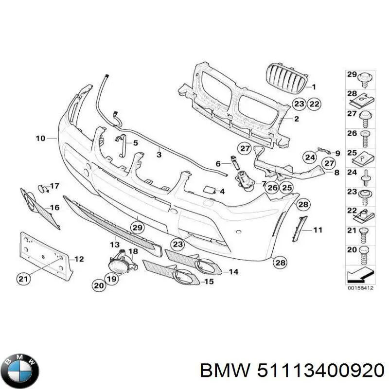 Soporte de paragolpes delantero exterior derecho para BMW X3 (E83)