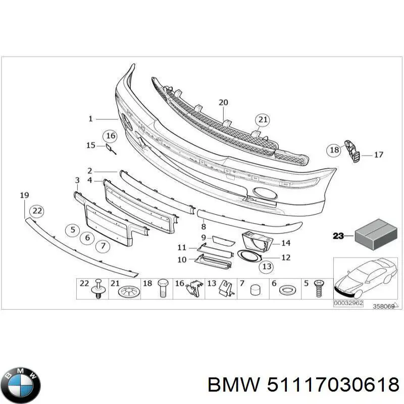 Guía derecha del parachoques delantero BMW 51117030618 precio, desde 2,57 EUR