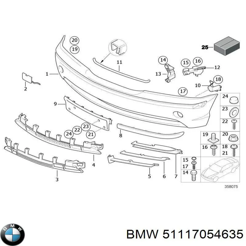 51117054635 BMW Rejilla izquierda del parachoques delantero