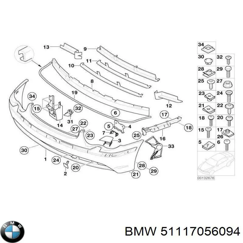 Rejilla de ventilación, parachoques trasero, derecha para BMW 7 (E65, E66, E67)