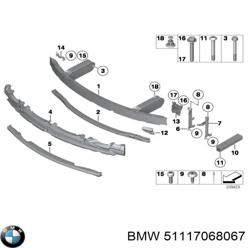 Refuerzo paragolpes delantero BMW 7 (F01, F02, F03, F04)