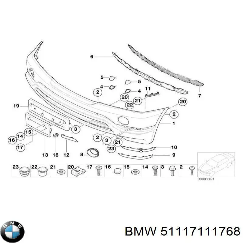 51117111768 BMW soporte de matricula delantera