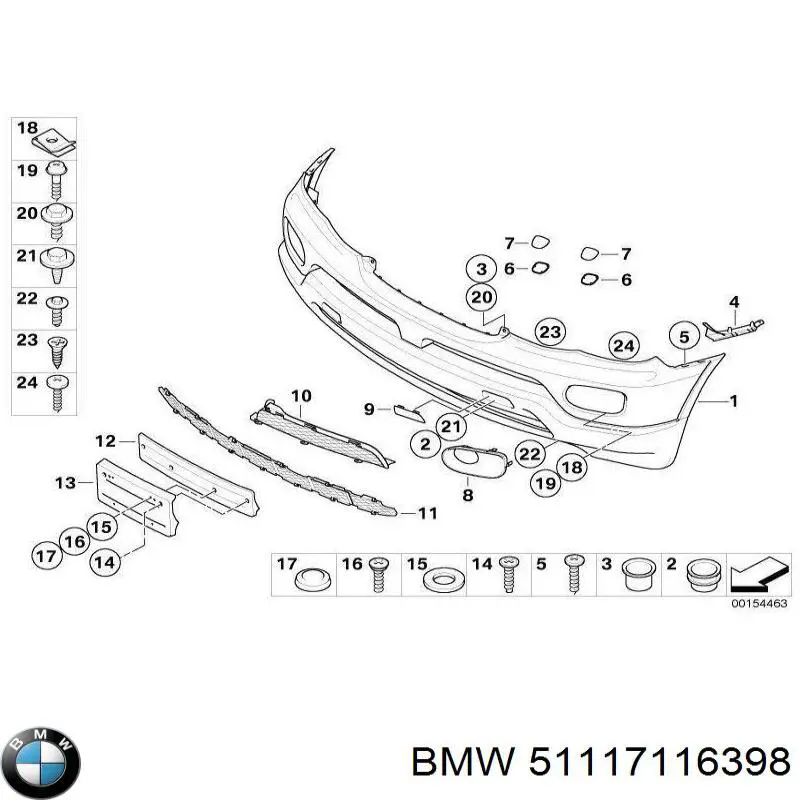 51117116398 BMW rejilla de ventilación, parachoques trasero, derecha