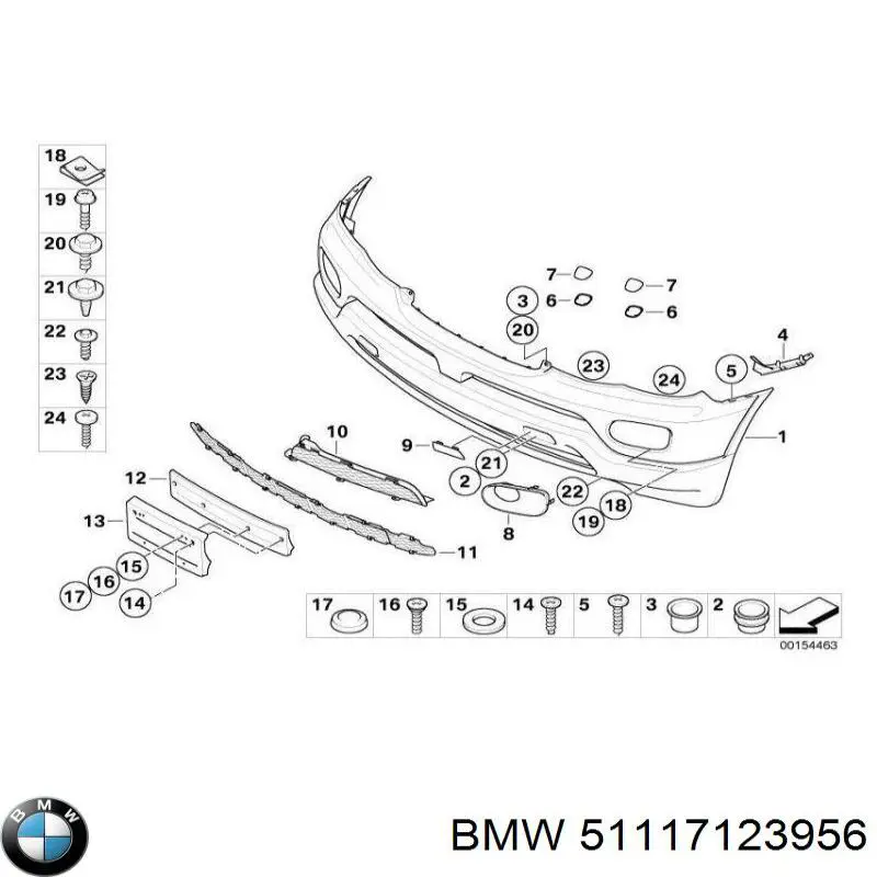51117123956 BMW rejilla de ventilación, parachoques delantero, inferior