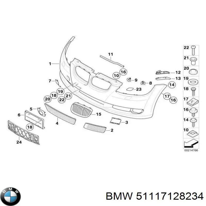 51117128234 BMW rejilla de ventilación, parachoques trasero, derecha