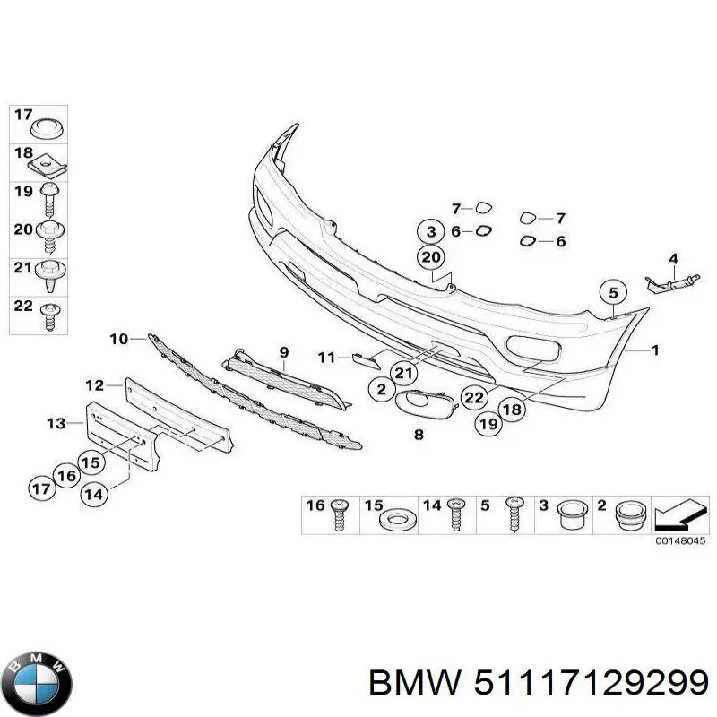 51117129299 BMW embellecedor, faro antiniebla izquierdo