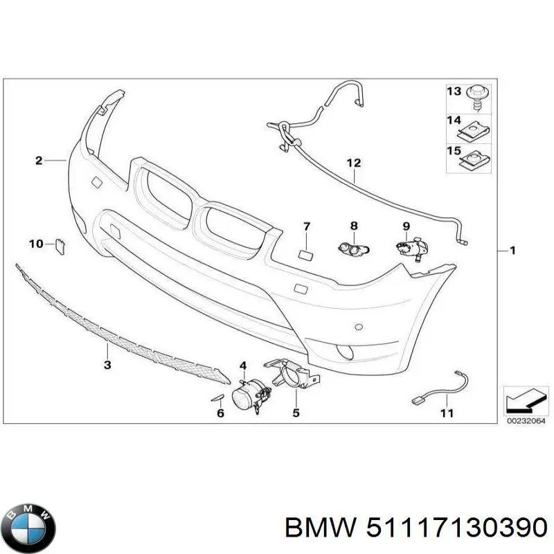 51117130390 BMW cobertura de parachoques, enganche de remolque, delantera