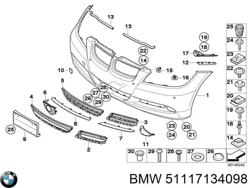 51117134098 BMW soporte de parachoques delantero derecho
