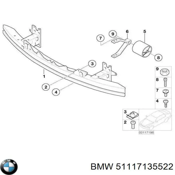 Refuerzo paragolpes delantero para BMW 7 (E65, E66, E67)