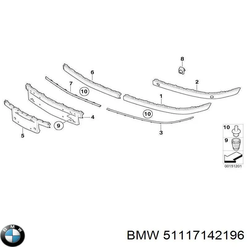 51117142196 BMW soporte de matricula delantera