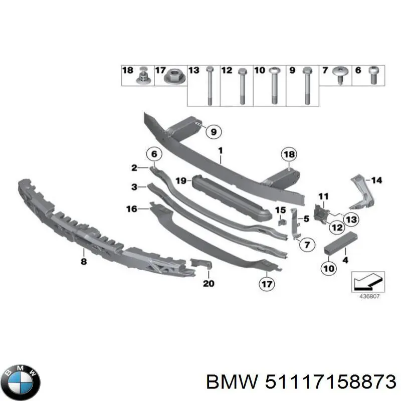 Refuerzo de parachoques delantero BMW 51117158873 precio, desde 28,41 EUR