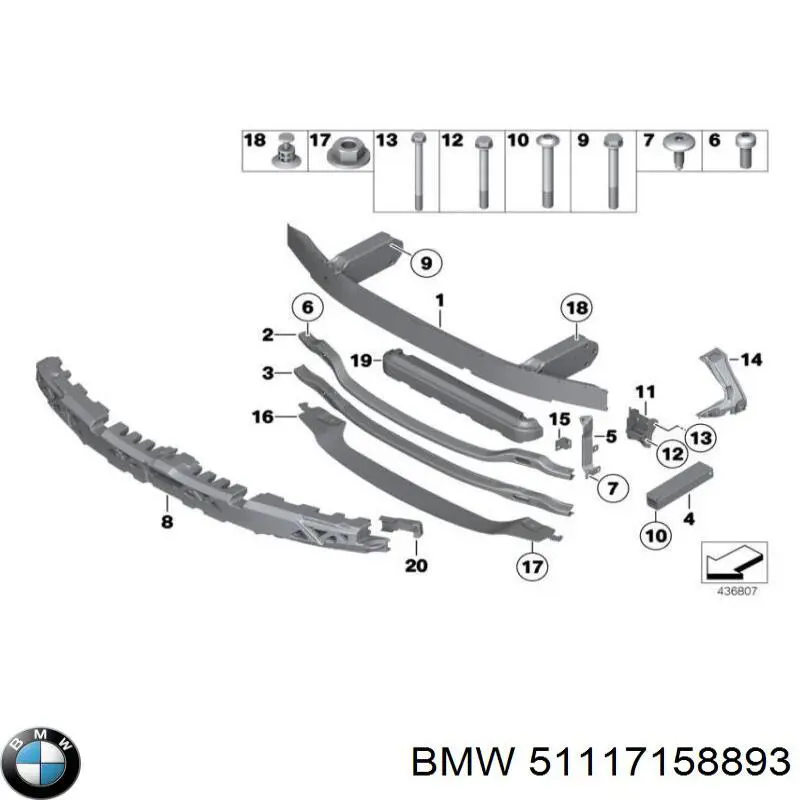 51117158893 BMW soporte de parachoques delantero izquierdo