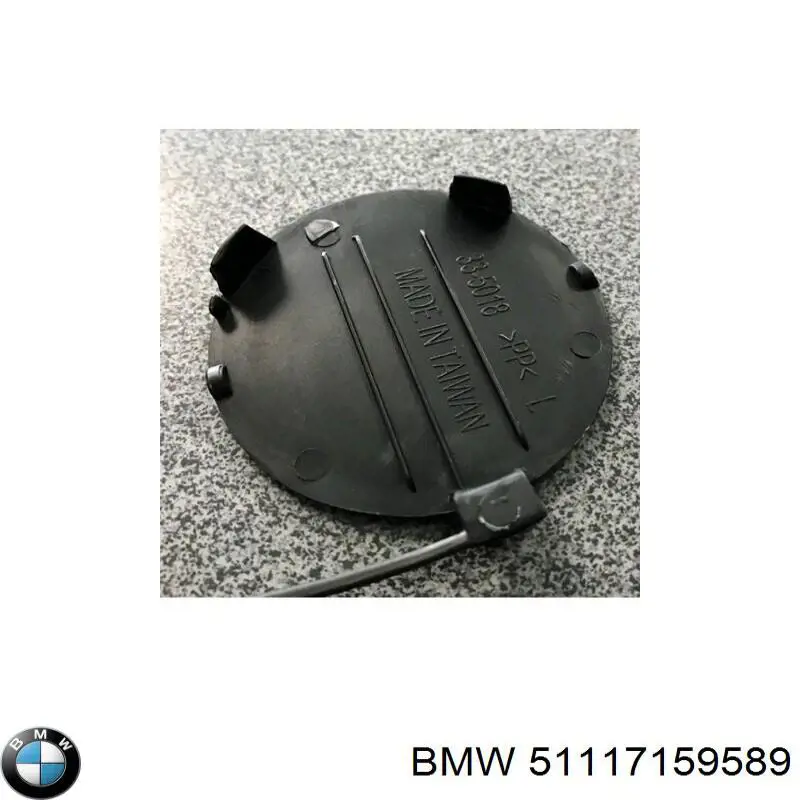 Tapa del gancho de remolque del parachoques delantero izquierdo 51117159589 BMW