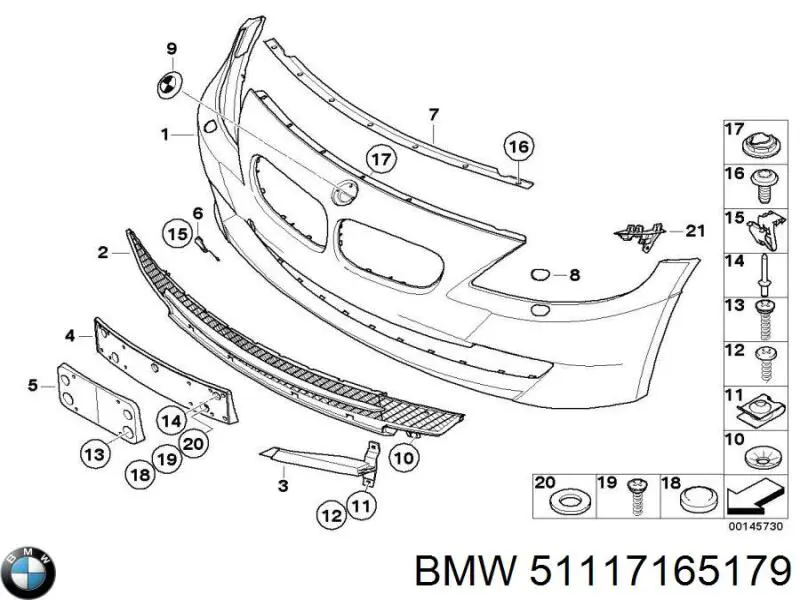 51117165179 BMW soporte de parachoques delantero izquierdo