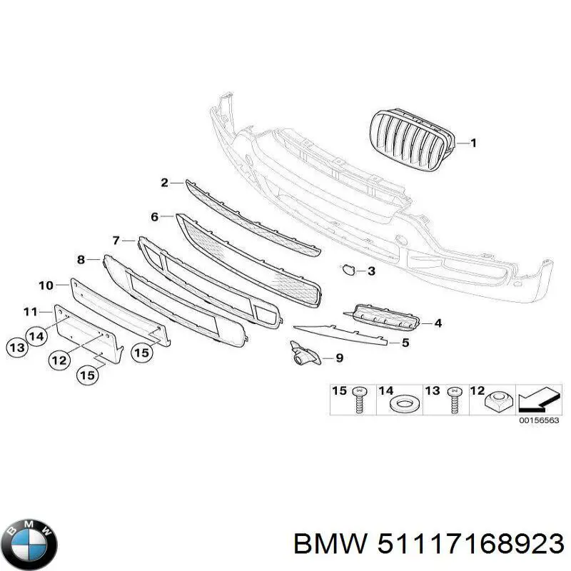 51117168923 BMW moldura de rejilla parachoques delantero izquierda