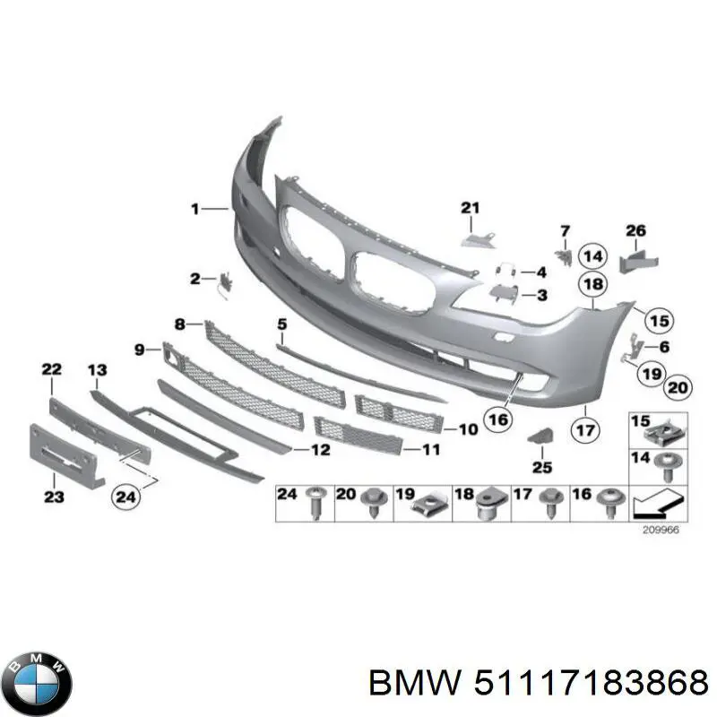 Alerón paragolpes delantero para BMW 7 (F01, F02, F03, F04)