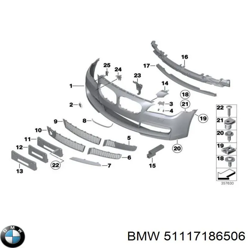 51117186506 BMW rejilla de ventilación, parachoques trasero, derecha