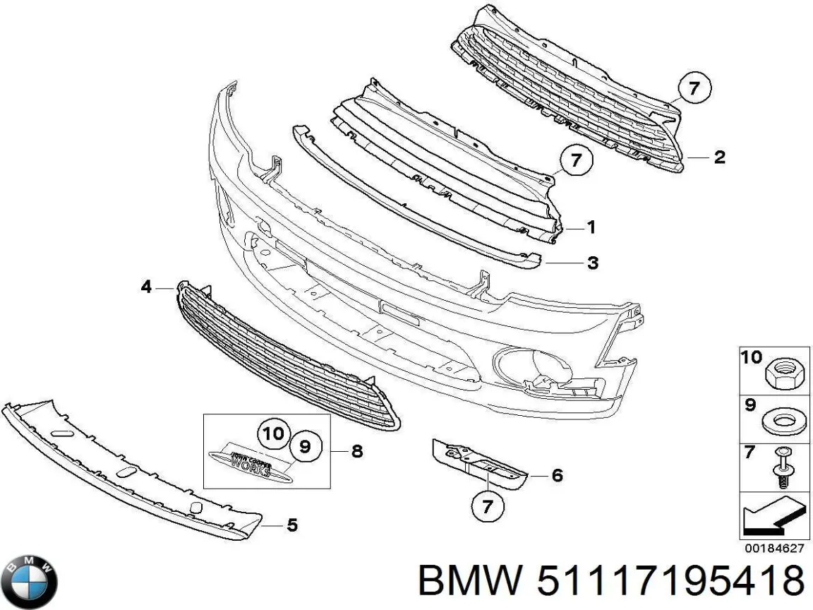 51117195418 BMW cubierta, panal de radiador, inferior