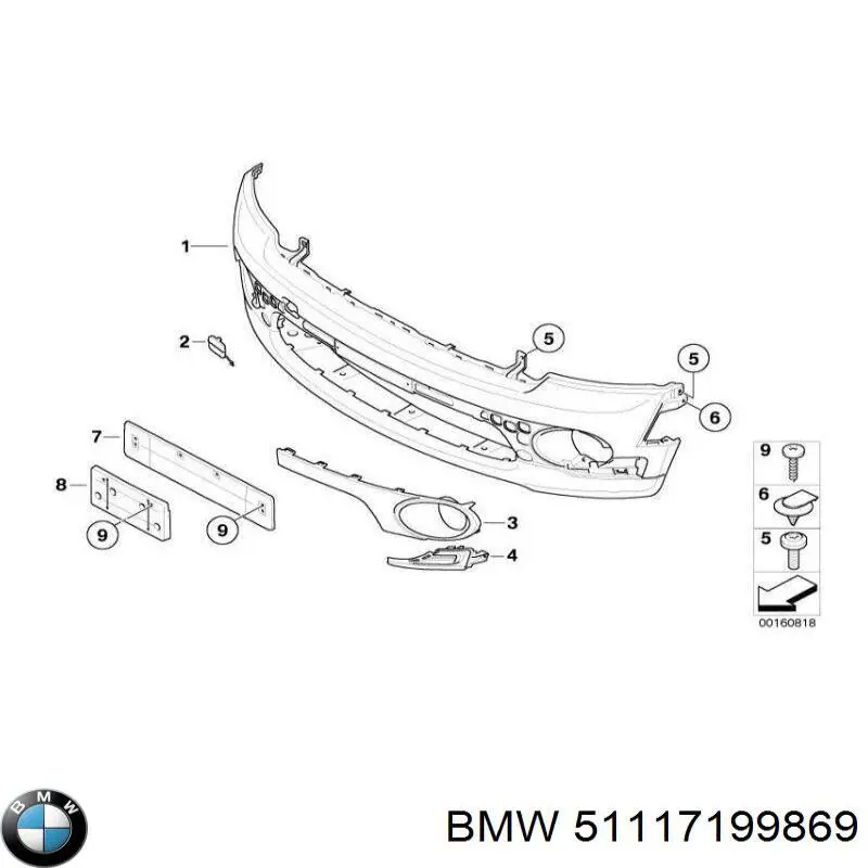 51117199869 BMW paragolpes delantero