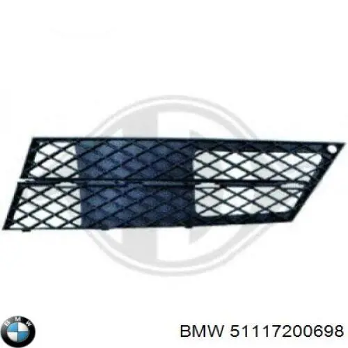 Rejilla derecha del parachoques delantero BMW 51117200698 precio, desde 12,86 EUR