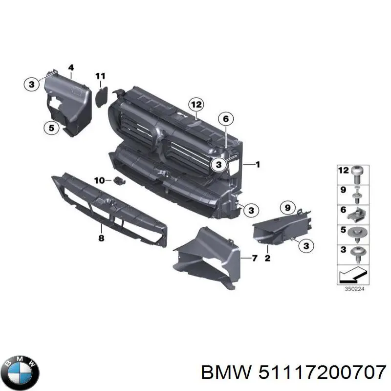 51117200707 BMW Absorbedor del parachoques delantero