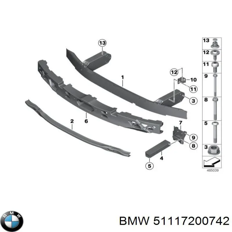 51117200742 BMW refuerzo parachoque delantero