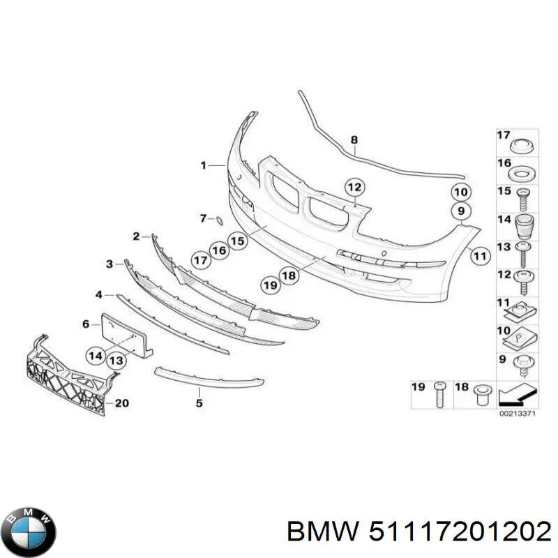 51117201202 BMW tapa del enganche de remolcado delantera
