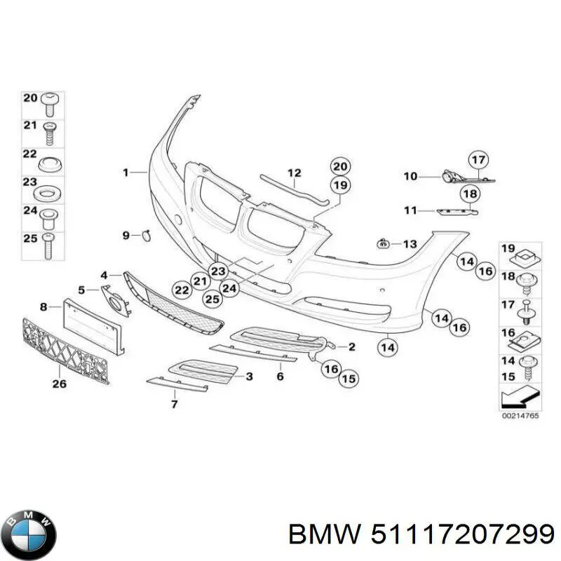 Cobertura de parachoques, enganche de remolque, delantera para BMW 3 (E90)