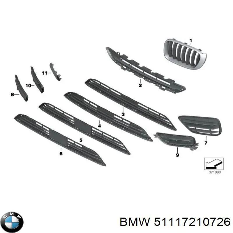 51117210726 BMW panal de radiador derecha