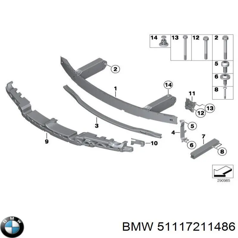 51117211486 BMW refuerzo parachoque delantero