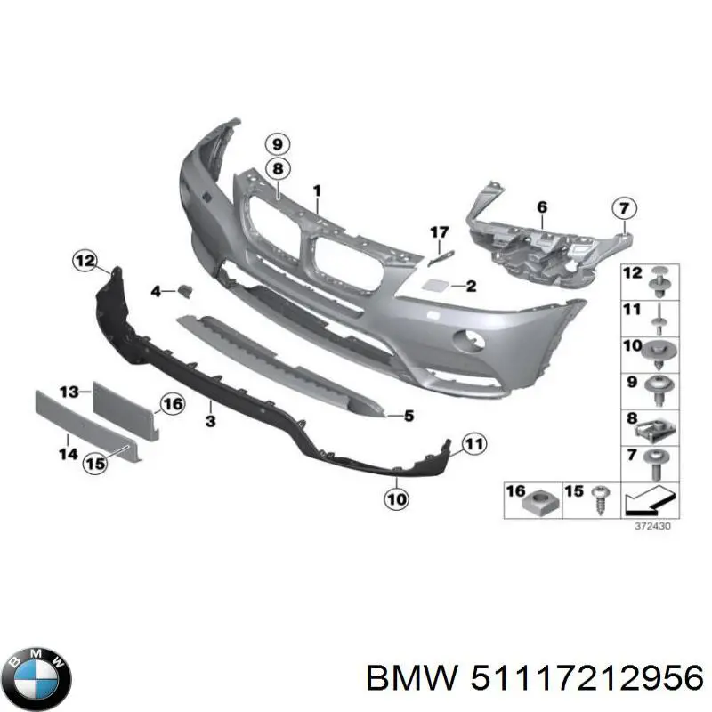 Soporte de paragolpes delantero derecho para BMW X3 (F25)