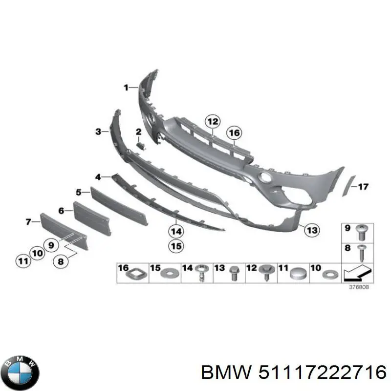 51117222716 BMW paragolpes delantero