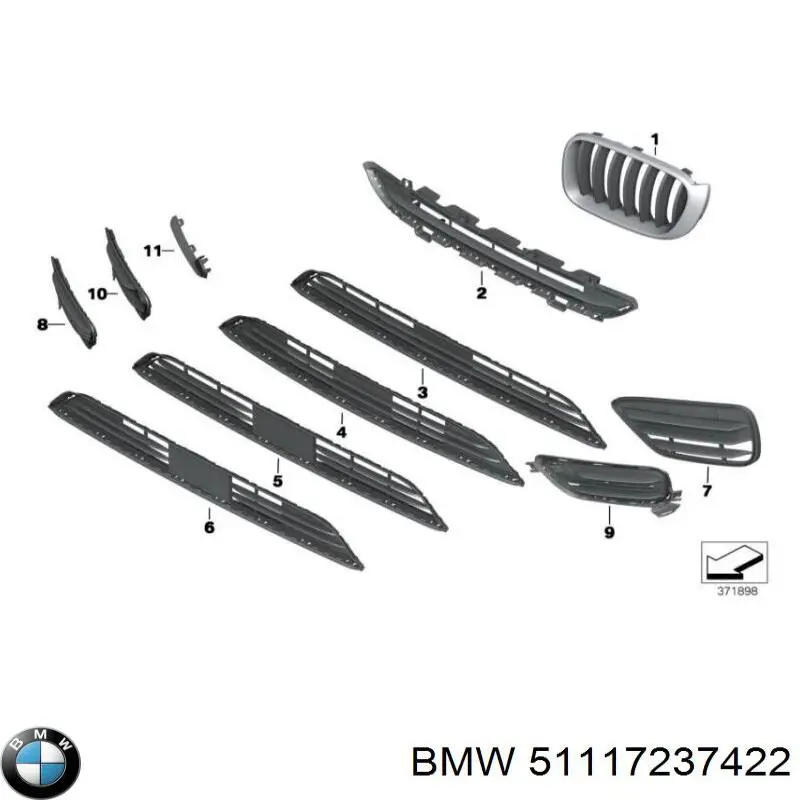 Comprar 51117237422 BMW Rejilla derecha del radiador
