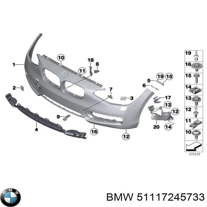 Comprar 51117245733 BMW Rejilla central del parachoques delantero