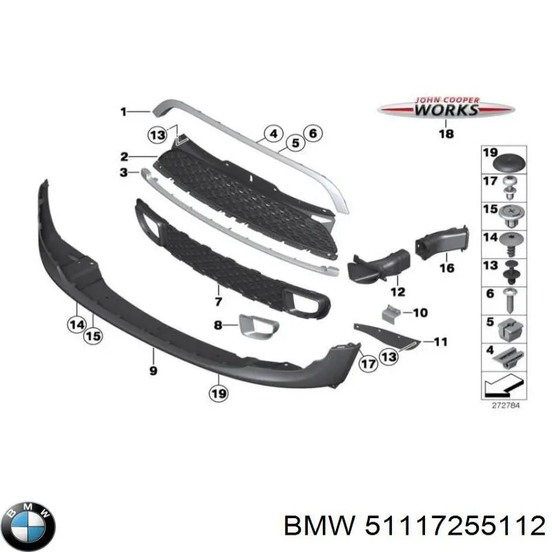 Rejilla de ventilación, parachoques delantero, inferior para MINI Clubman (R55)