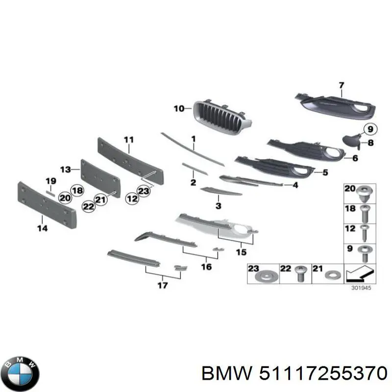 Tapa de rejilla de faro antiniebla delantero derecho BMW 51117255370 precio, desde 11,31 EUR
